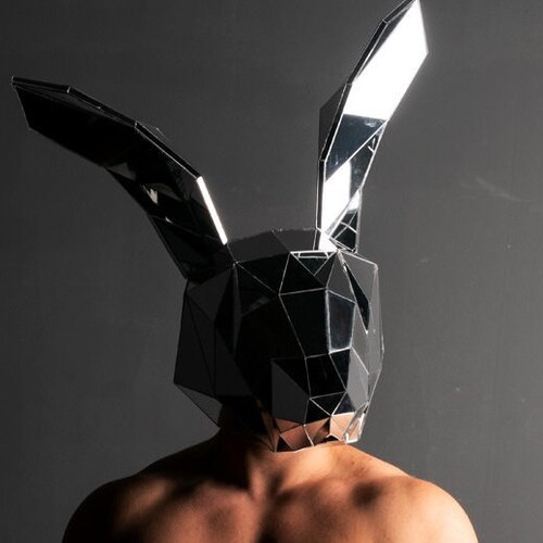 Rabbit Masquerade Mouth Animal Mirror Mask / Mens Rave Animal - Etsy