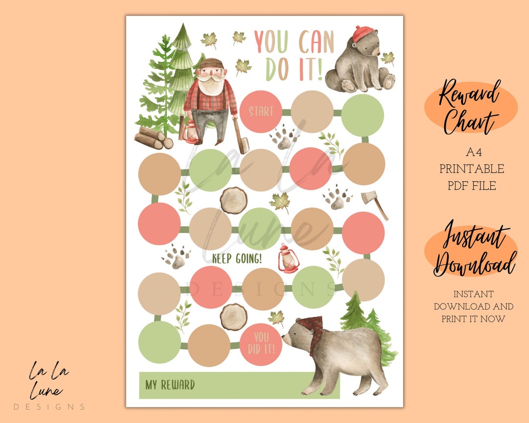 Printable Lumberjack Reward Chart Instant Download Kids Etsy