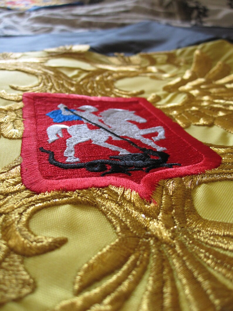 Russian Flag 30/"x48/" 75x120cm Polyester embroidered flag two-headed eagle Russia