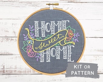 Kit de broderie pour débutant : kit de bricolage Home Sweet Home pour adultes