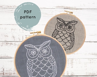 Owl Hand Embroidery Pattern: Owl Art PDF