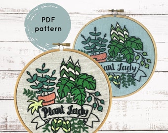Plant Lady Hand Embroidery Pattern: Plant Mom PDF
