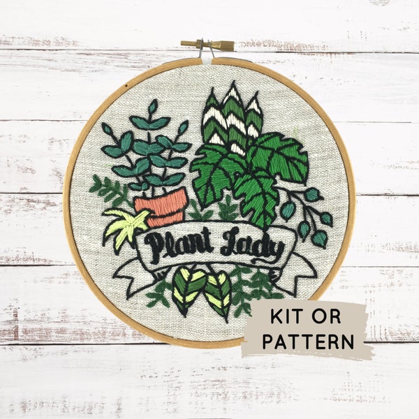 Plant Lady Gift, Embroidery Kit, Plant Lady, Easy DIY Embroidery Kit, Beginner Embroidery, Plants Embroidery, Craft Kit, DIY At Home Craft