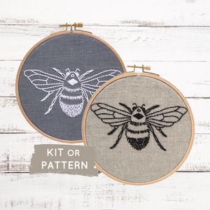 Beginner hand embroidery kit, easy hand embroidery kit, modern embroidery kit, bee embroidery kit, bee embroidery pattern, easy embroidery Bild 1