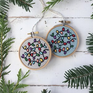 Christmas Lights Ornament Embroidery Kit: Holiday Craft Project