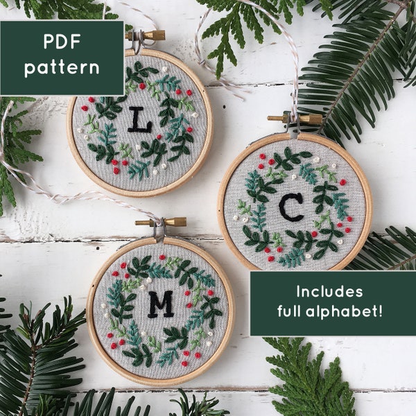 Stickdatei Monogramm Weihnachtsanhänger (PDF)