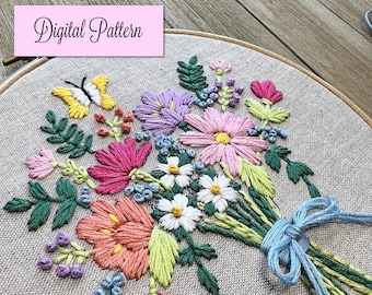 Flower Bouquet PDF Embroidery Pattern