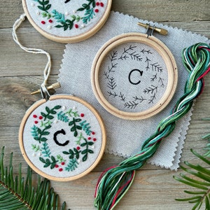 Christmas Ornament Monogram Kit - DIY Embroidery Ornament Kit