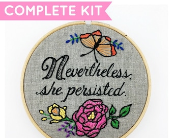 Hand Embroidery Kit, Embroidery Kit, DIY Embroidery, DIY Embroidery kit, Modern Embroidery Kit, Nevertheless She Persisted, Feminist