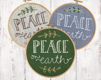 Christmas Beginner Embroidery Kit: Peace on Earth 