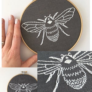 DIY embroidery KIT, bumblebee embroidery pattern, modern hand embroidery pattern, beginner embroidery kit, embroidery kit, easy embroidery image 4