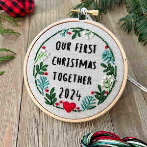 First Christmas Together 2024 - Embroidery Ornament Kit - Personalized Couple&#39;s Christmas Ornament - 2024 Wedding Gift