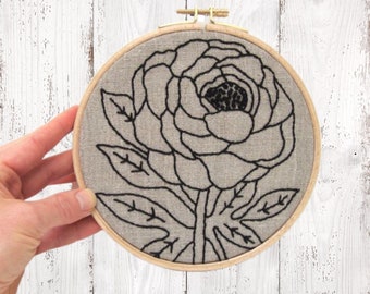 Flower Embroidery Kit: Peony Craft Kit For Adults