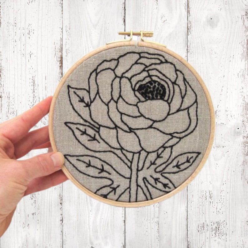 Flower Embroidery Kit: Peony Craft Kit For Adults image 1