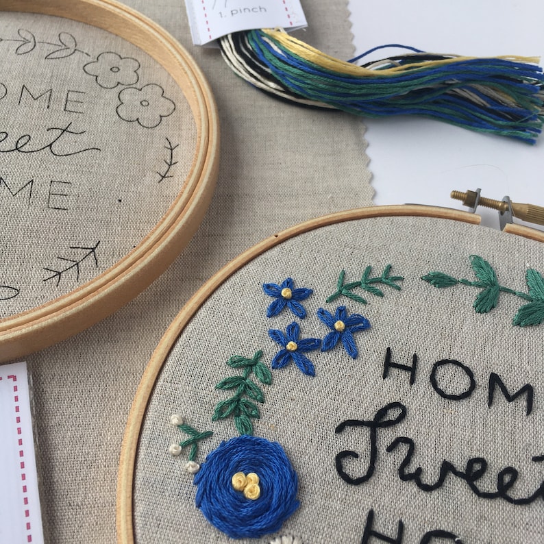 Embroidery Kit, Home Sweet Home, Beginner Embroidery Kit, Hand Embroidery Pattern, DIY craft kit, Easy Embroidery, Housewarming Gift image 9