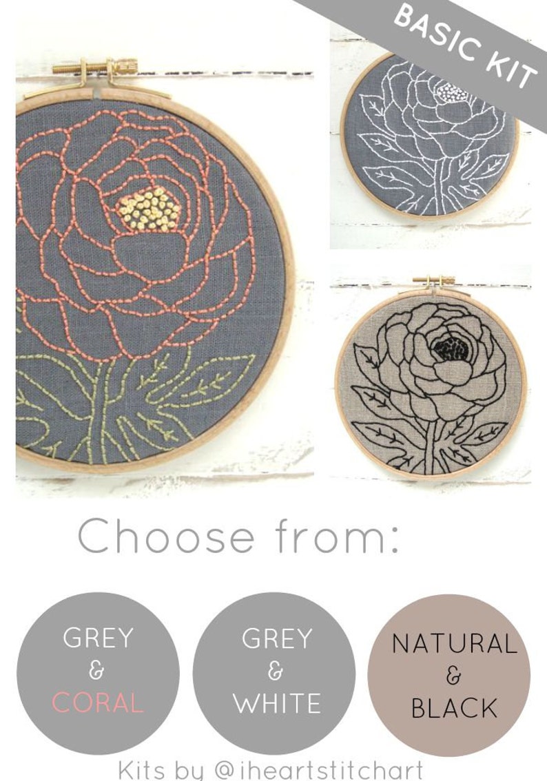Hand Embroidery Kit Floral Embroidery Embroidery Kit Flower Embroidery Hoop Art DIY Embroidery Kit DIY Embroidery Beginner Embroidery