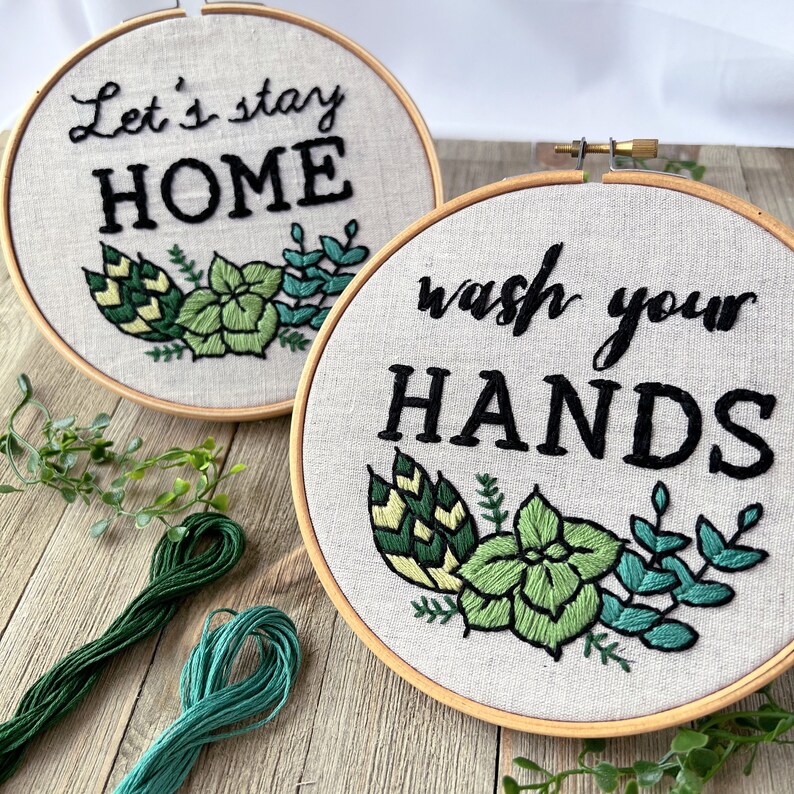 Wash Your Hands Embroidery Kit Beginner Embroidery Kit Wash Etsy