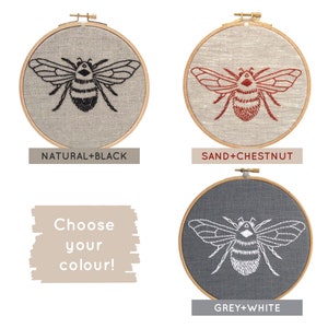 Beginner hand embroidery kit, easy hand embroidery kit, modern embroidery kit, bee embroidery kit, bee embroidery pattern, easy embroidery image 2