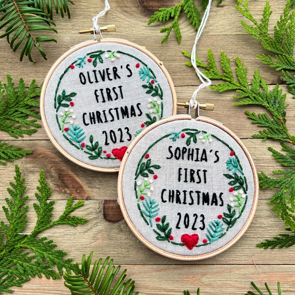 Embroidery Kit - Baby's First Christmas 2023 DIY Ornament Kit