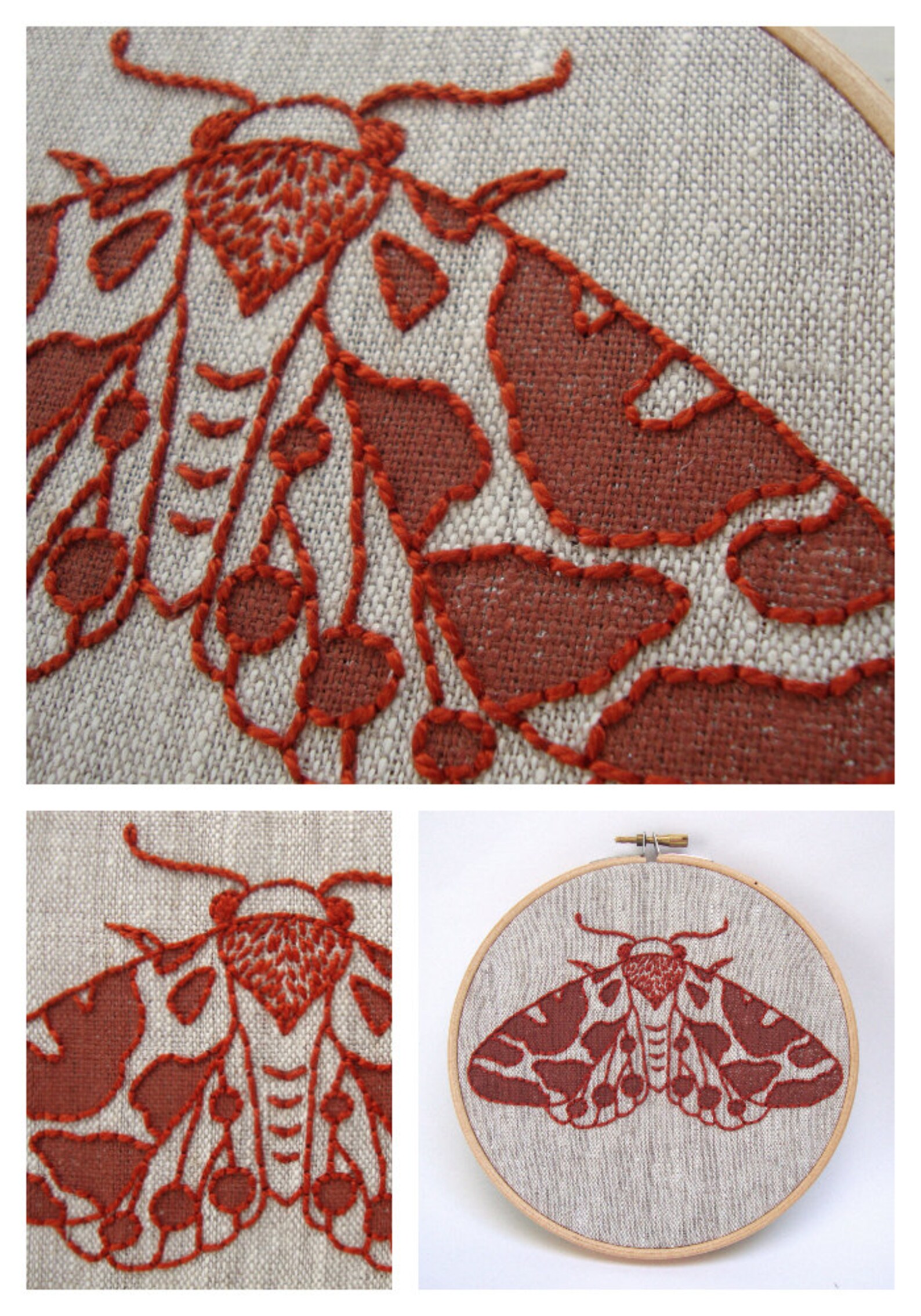 Diy embroidery kit moth embroidery pattern modern embroidery  etsy