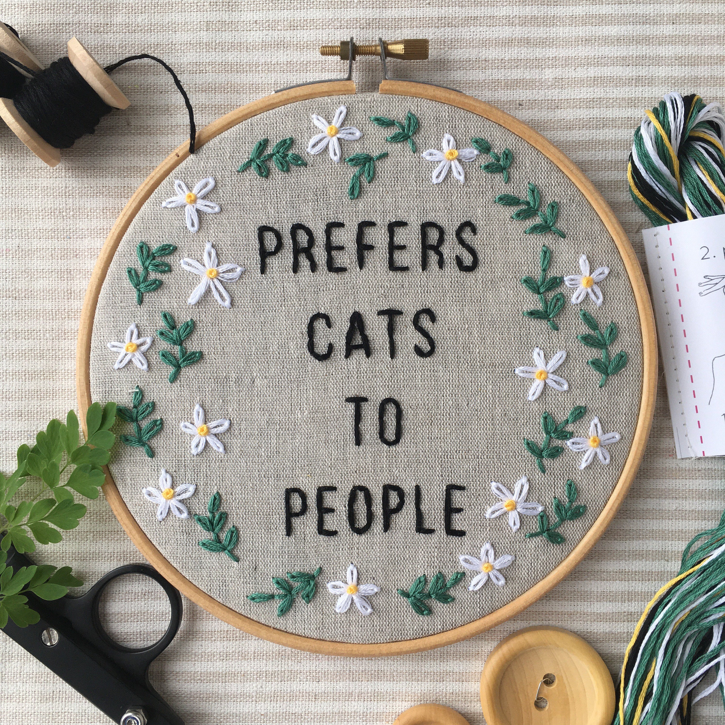 Cat Lover Gift: Sarcastic, Funny Embroidery Kit 
