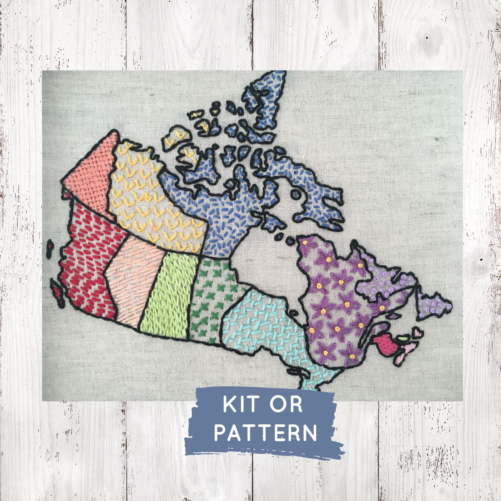 Canada Embroidery Kit Canadian Map Beginner Embroidery Kit O Etsy