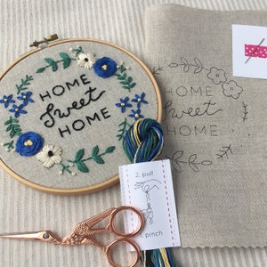 Embroidery Kit, Home Sweet Home, Beginner Embroidery Kit, Hand Embroidery Pattern, DIY craft kit, Easy Embroidery, Housewarming Gift image 8