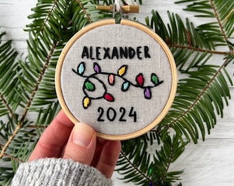 Personalized Christmas Embroidery Ornament Kit 2024 - keepsake gift for baby, child or grandchild!