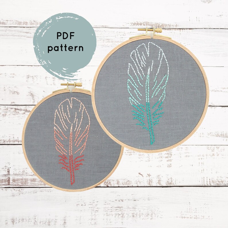 Feather embroidery pattern hand embroidery pattern diy  etsy Feather embroidery pattern hand embroidery pattern diy  etsy