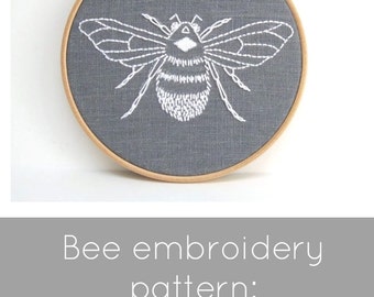 PDF embroidery pattern, bumblebee download, hand embroidery pattern, DIY needlecraft, bee embroidery pattern, bumblebee pattern, DIY bee