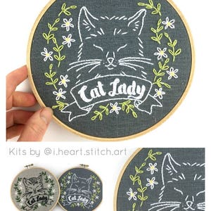 Cat Lady Embroidery Kit: Easy Modern Embroidery image 5