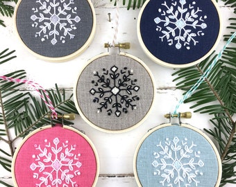 Snowflake Christmas Embroidery Kit: Ornament Embroidery Bundle