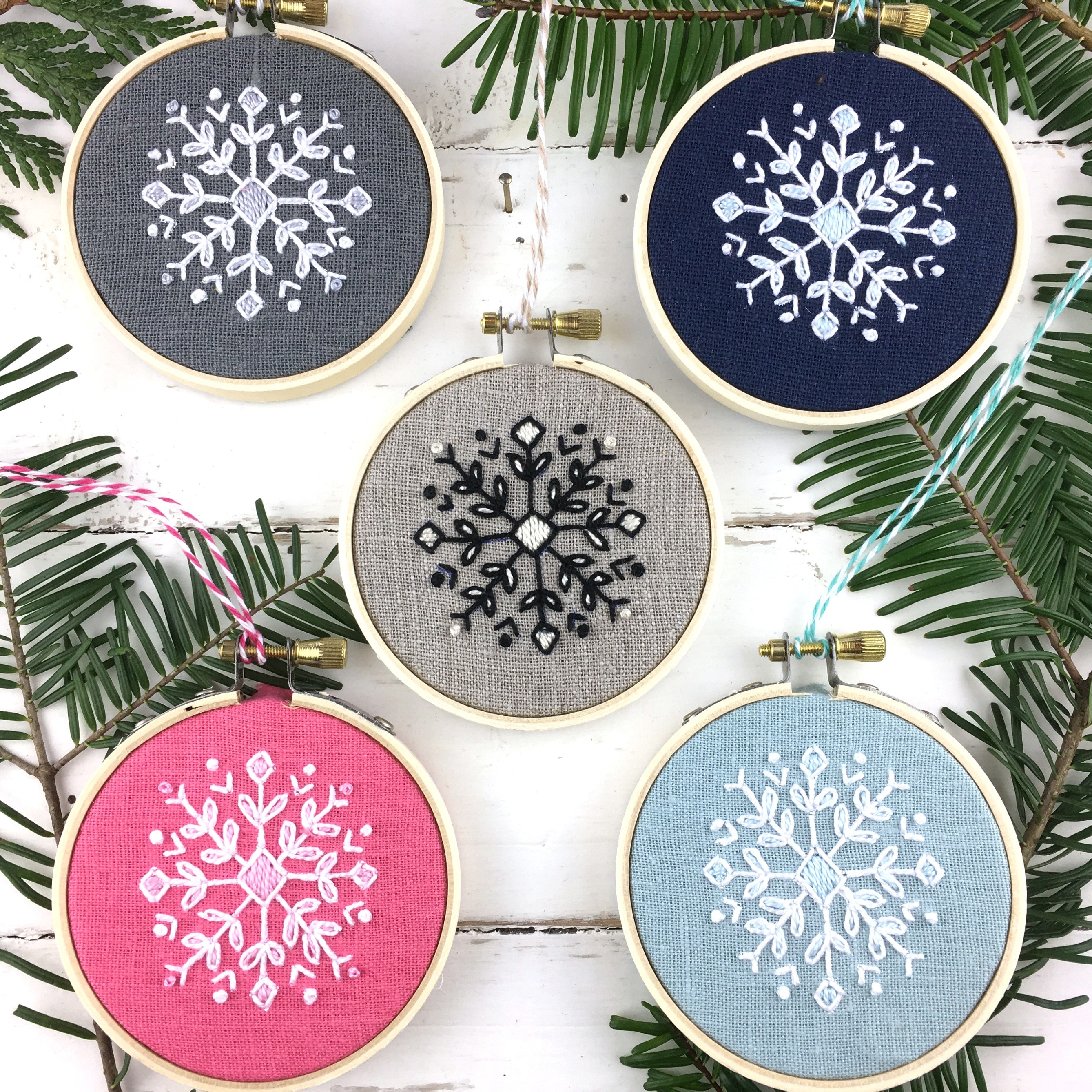 Christmas Ornament Embroidery Kit Set THREE snowflake  Etsy