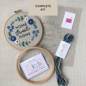 Embroidery Kit, Home Sweet Home, Beginner Embroidery Kit, Hand Embroidery Pattern, DIY craft kit, Easy Embroidery, Housewarming Gift image 5