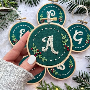 Christmas Ornament Embroidery Kit: Personalized Monogram Initial
