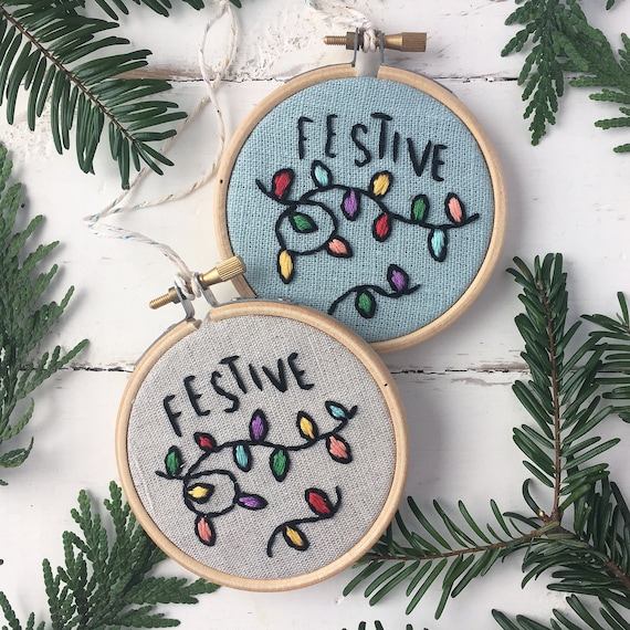 Christmas Lights Ornament DIY Embroidery Kit Etsy