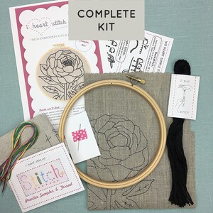 Flower Embroidery Kit: Peony Craft Kit For Adults Complete Kit