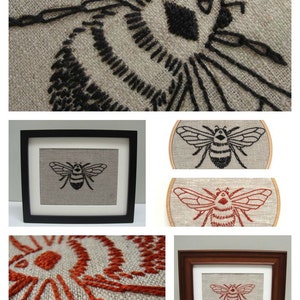 Beginner hand embroidery kit, easy hand embroidery kit, modern embroidery kit, bee embroidery kit, bee embroidery pattern, easy embroidery image 3