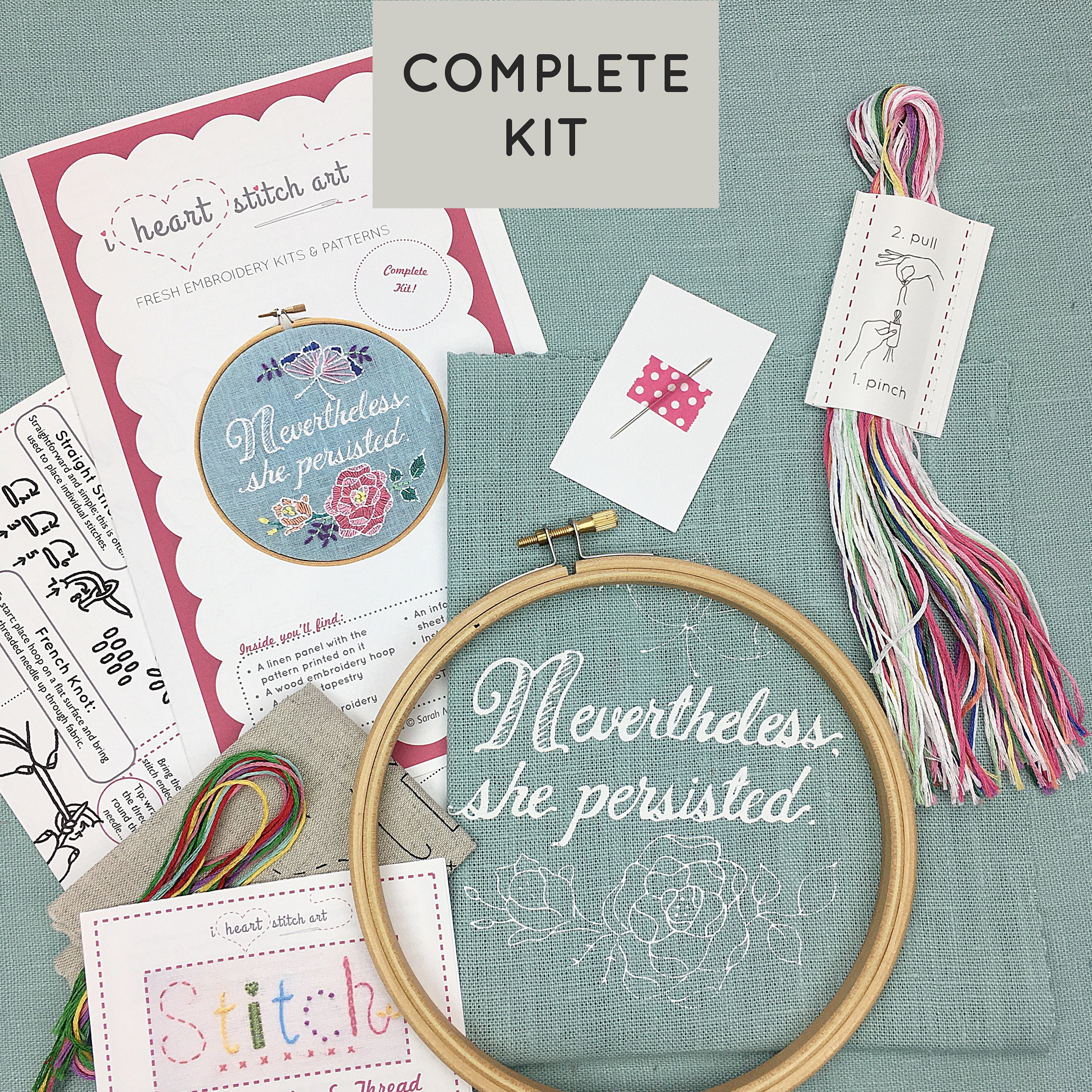 Feminist Embroidery Kit Nevertheless, She Persisted 