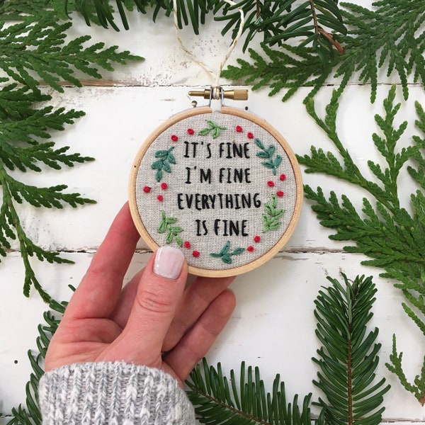 Funny Christmas Embroidery Ornament Kit: It's Fine