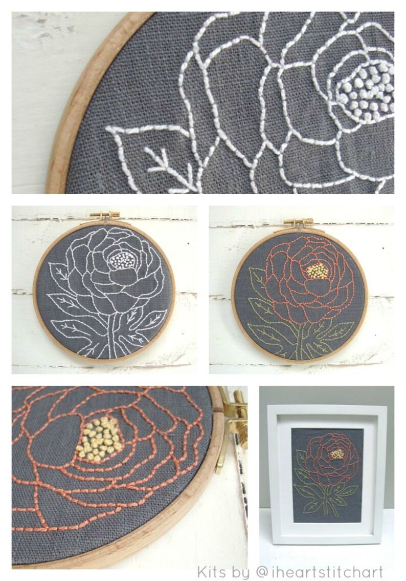 Hand Embroidery Kit Floral Embroidery Embroidery Kit Flower Embroidery Hoop Art DIY Embroidery Kit DIY Embroidery Beginner Embroidery