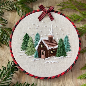 Christmas Embroidery Kit  - Cozy Winter Cottage
