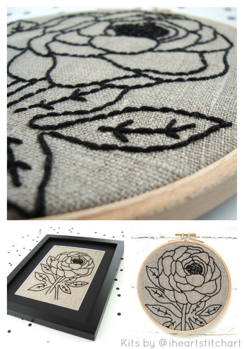 Hand Embroidery Kit Floral Embroidery Embroidery Kit Flower Embroidery Hoop Art DIY Embroidery Kit DIY Embroidery Beginner Embroidery