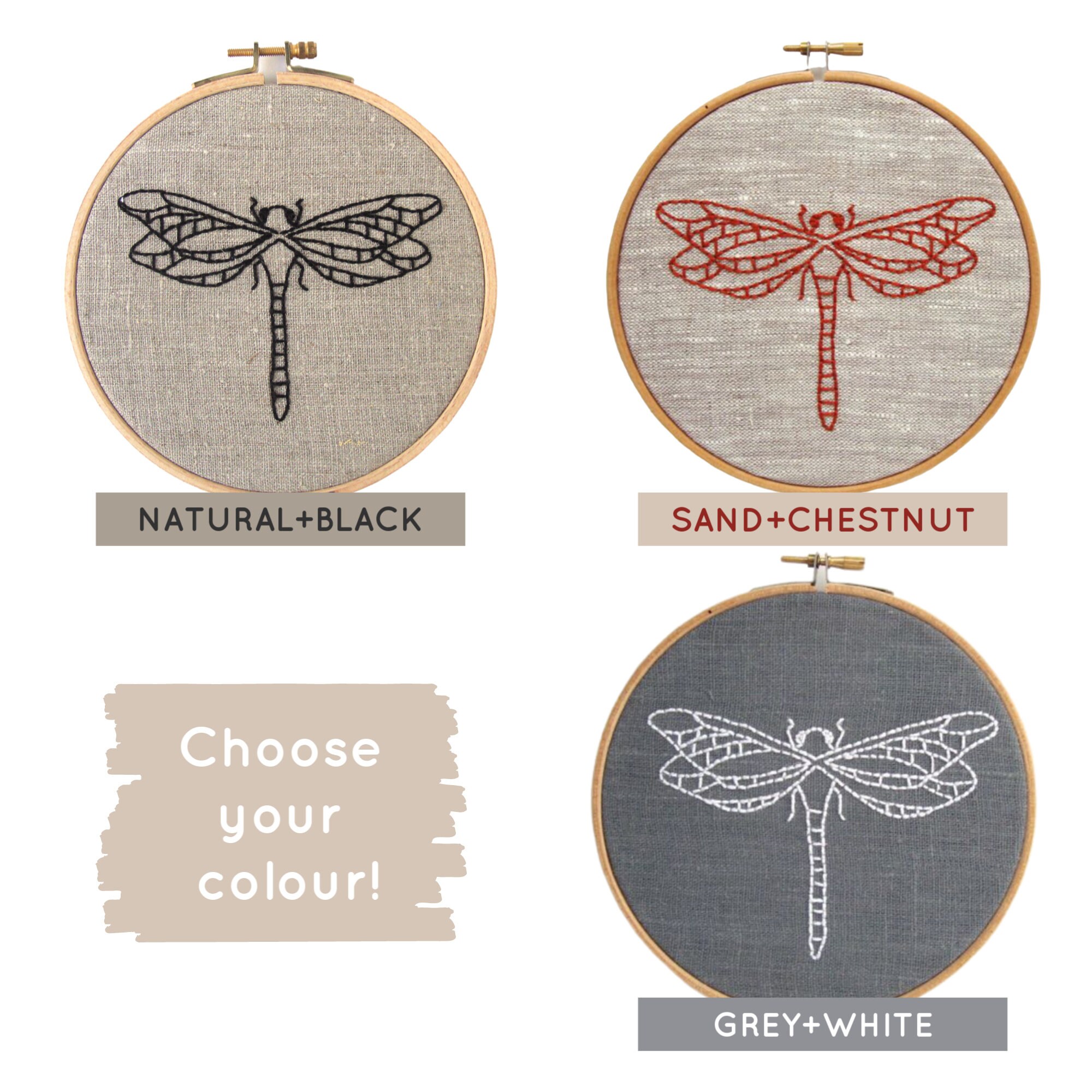 Modern Embroidery Kit Dragonfly Embroidery Pattern Easy DIY Etsy