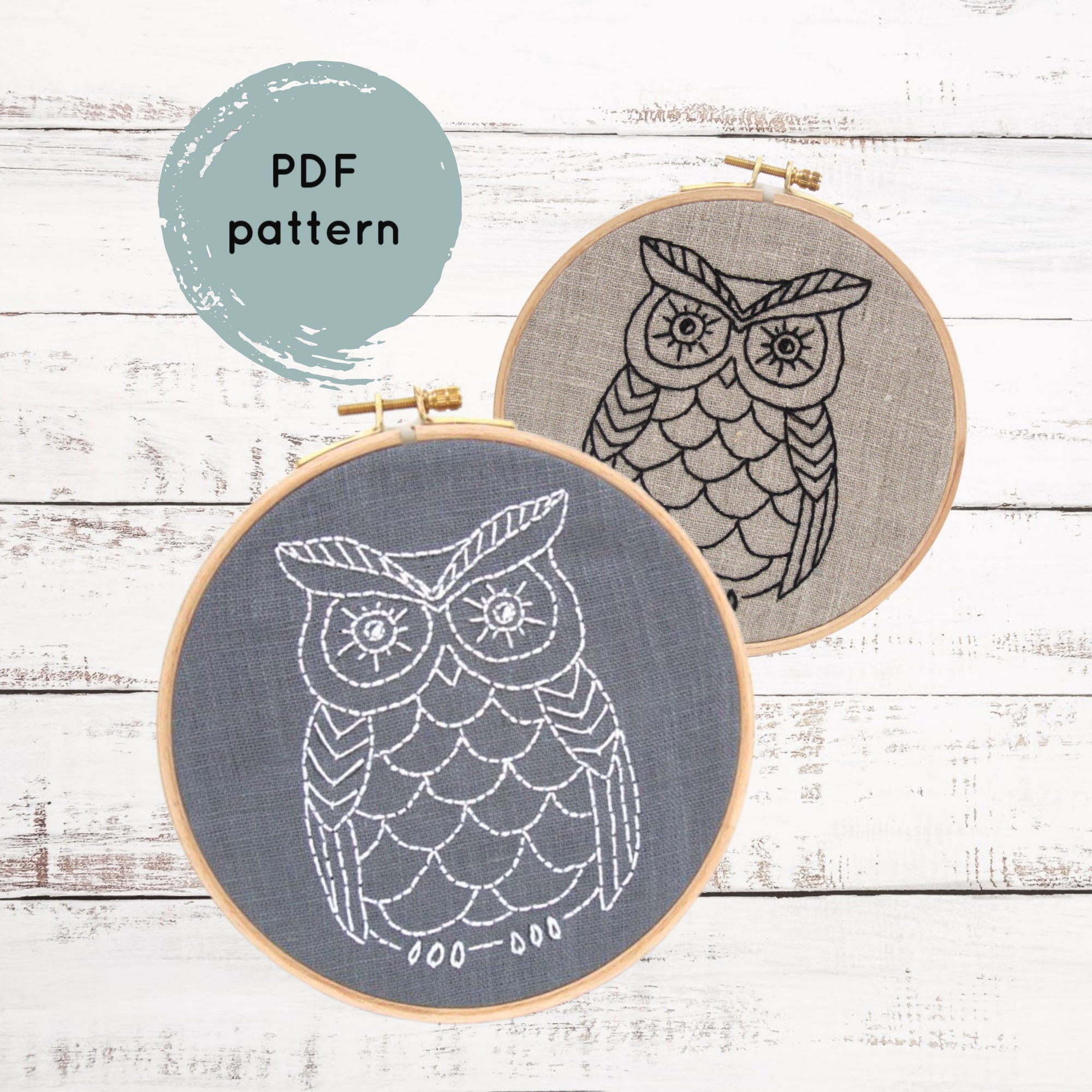 Owl Embroidery Pattern Digital Download