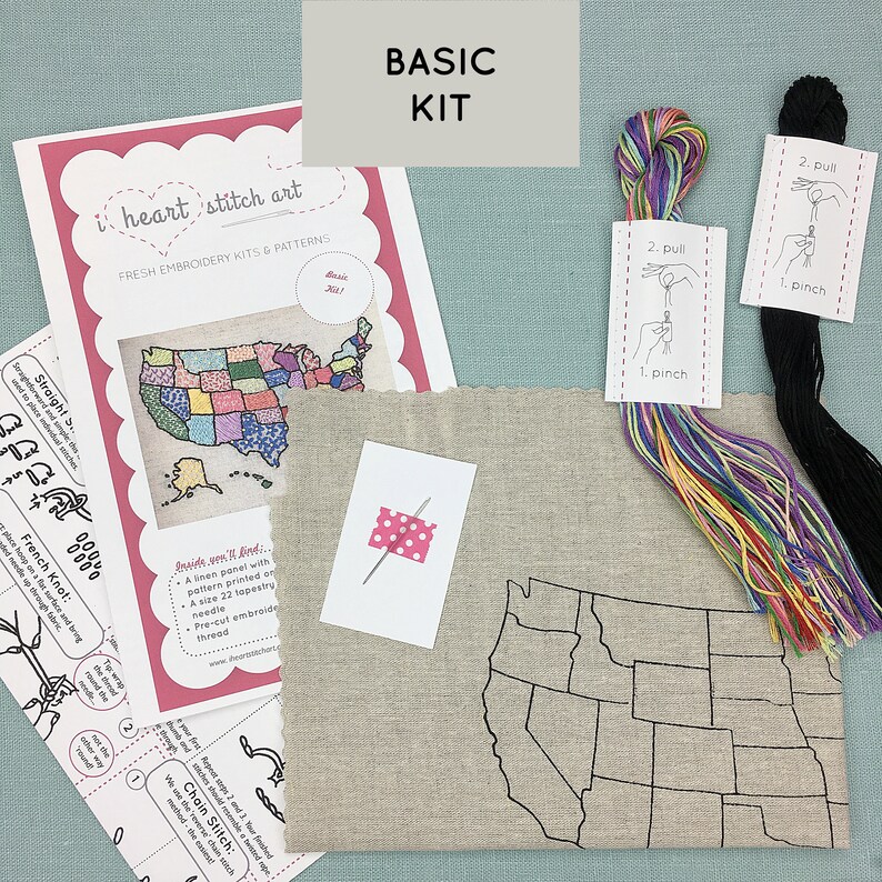 USA Map Embroidery Kit United States Map America Map Etsy