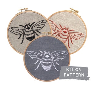 DIY embroidery KIT, bumblebee embroidery pattern, modern hand embroidery pattern, beginner embroidery kit, embroidery kit, easy embroidery image 3