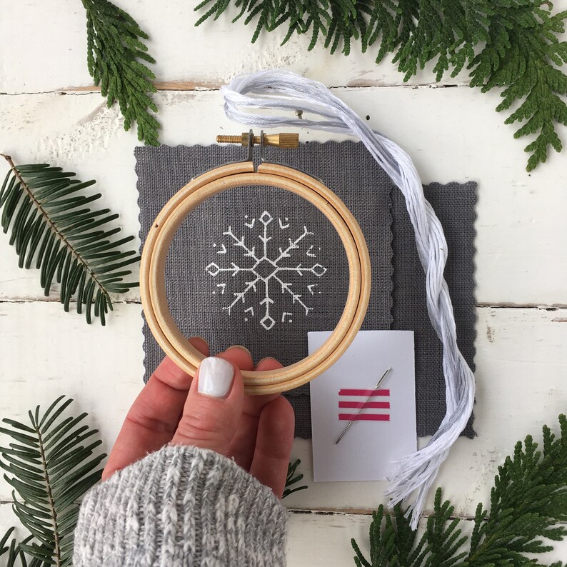 Snowflake Ornament Embroidery Kit Christmas Ornament DIY Kit Etsy