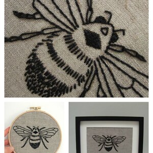 DIY embroidery KIT, bumblebee embroidery pattern, modern hand embroidery pattern, beginner embroidery kit, embroidery kit, easy embroidery image 5