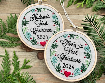 First Christmas 2024 Embroidery Ornament Kit: DIY Personalized Craft